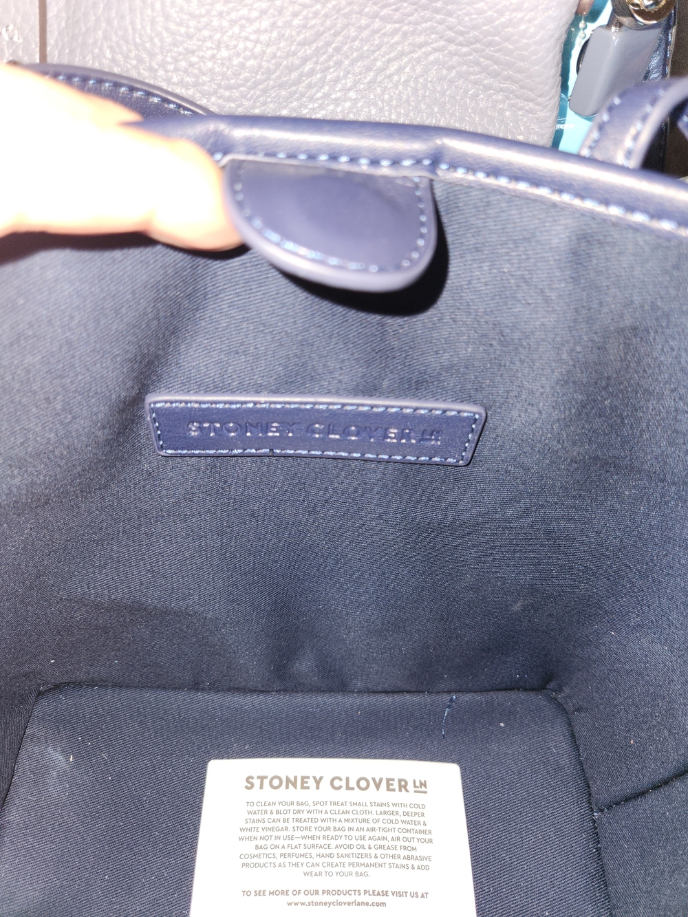 Stoney Clover Navy Plaid Tartan Tote with Heart Charm - Picture 5 of 5